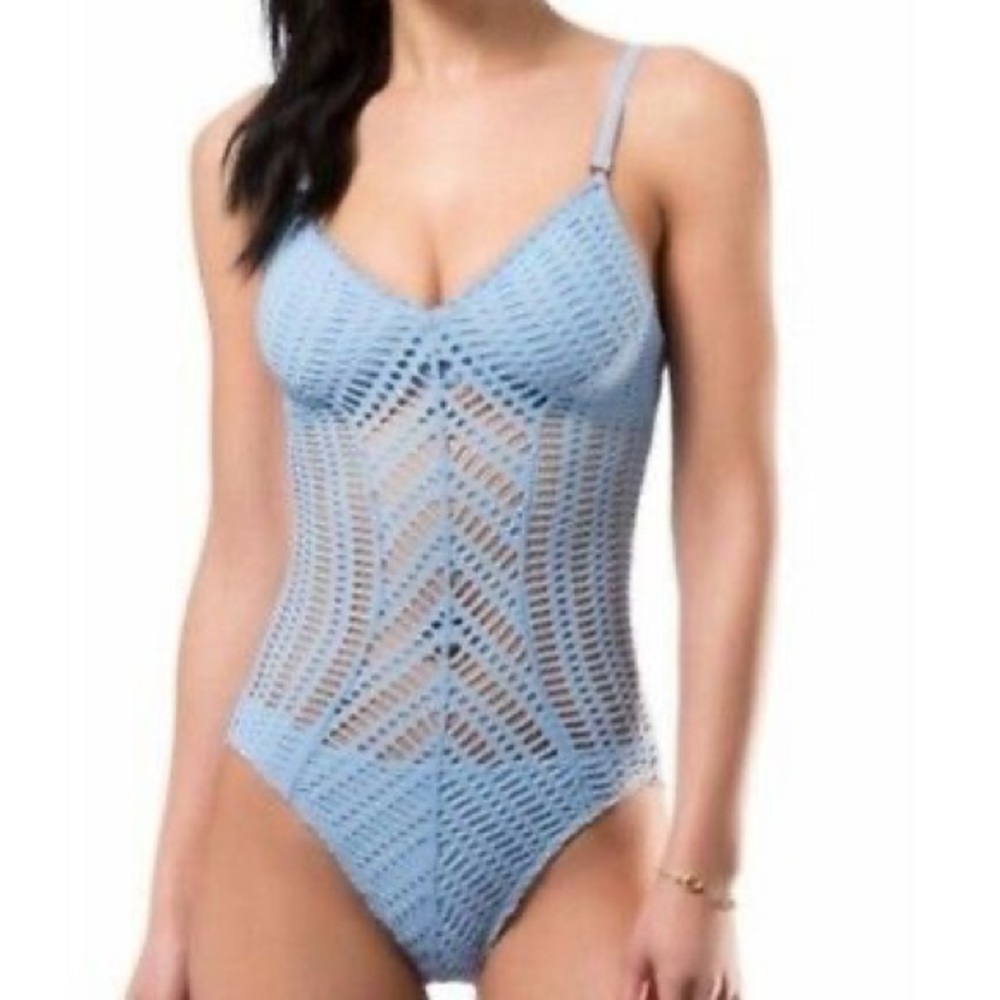 Robin piccone aero blue one piece swim
